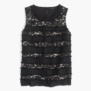 NEW J CREW Fringy Tweed & Lace Tank Top XS $78